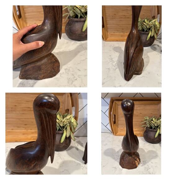 Vintage Carved Ironwood Pelican Bird 12” Figurine made in Mexico rustic cabin - Picture 7 of 8